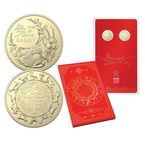 2023 $1 Year of the Rabbit - 2 Coin Set UNC