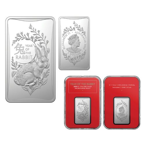 2023 Year of the Rabbit Fine Silver Frosted Uncirculated Ingot