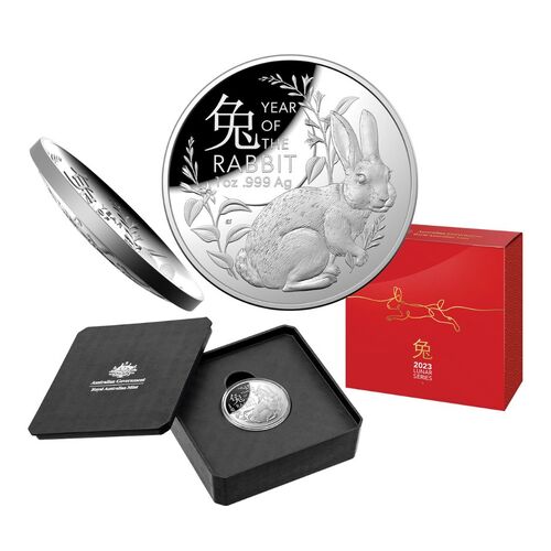 2023 $5 Year of the Rabbit Domed Fine Silver Proof Coin
