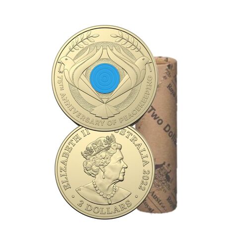 2022 $2 Lest We Forget: 75th Anniversary Of Peacekeeping RAM Logo Roll