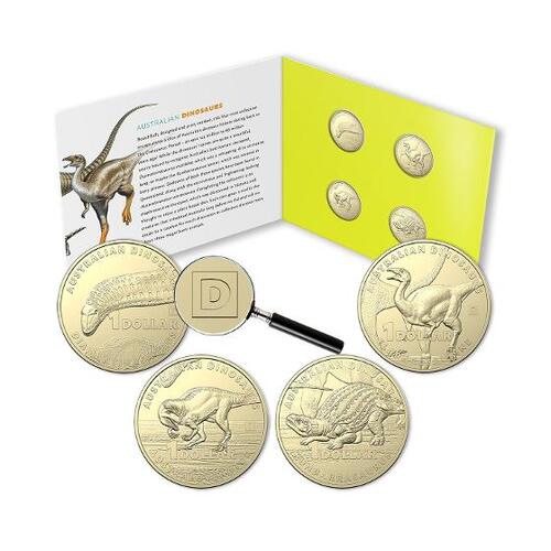 2022 $1 Australian Dinosaurs Uncirculated Privy Mark Four-Coin Collection