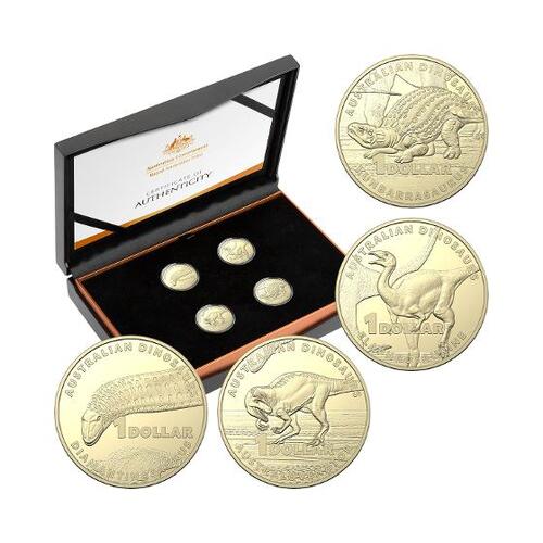 2022 $1 Australian Dinosaurs AlBr Proof Four-Coin Collection