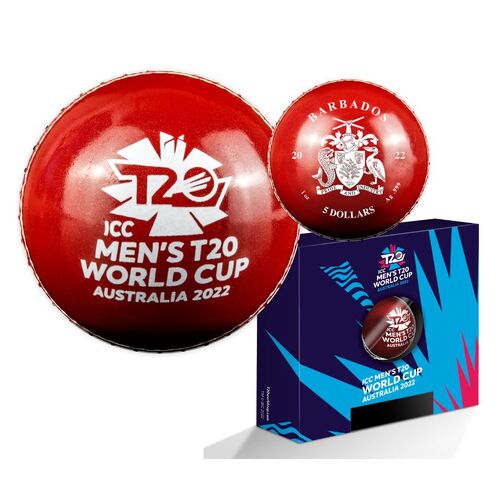 2022 $5 T20 World Cup Australia Cricket Ball 1oz Silver Proof Coin