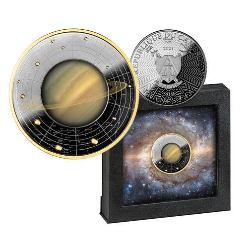 2021 Solar System - Saturn 17.50g Silver Black Proof coin