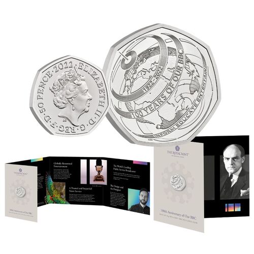 2022 50p 100th Anniversary of Our BBC UK Brilliant UNC