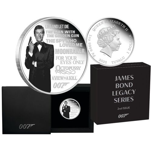 2022 James Bond Legacy Series –  Roger Moore 2nd issue 1OZ Silver Proof Coloured Coin