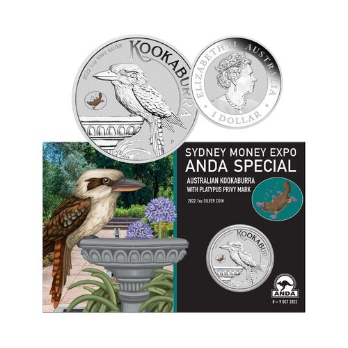 2022 Australian Kookaburra 1oz Silver w/ Platypus Privy Mark - Sydney ANDA Money Expo