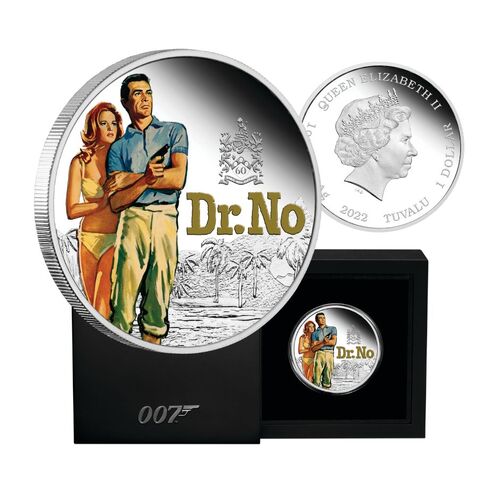 2022 $1 James Bond Dr No 1oz Silver Proof Coloured Coin