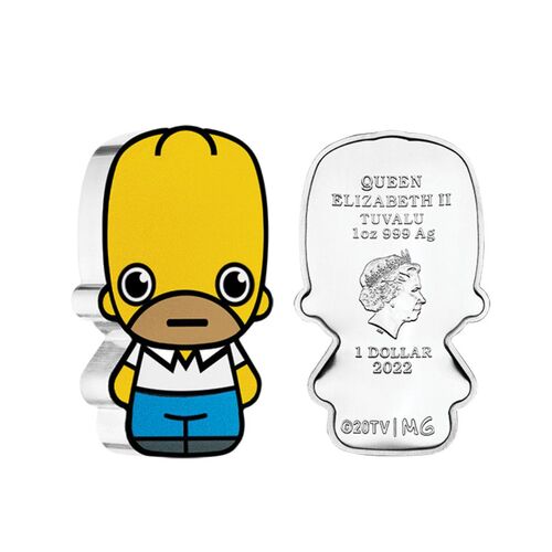 2022 $1 Homer Simpson 1oz Silver Minted Mini Coin