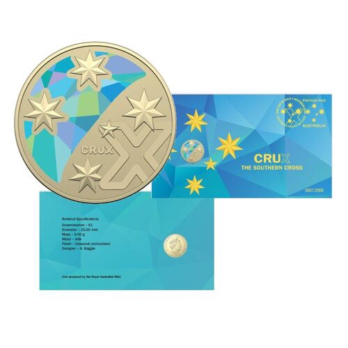 2022 $1 Crux: The Southern Cross Limited-Edition Coloured Coin Impressions PNC