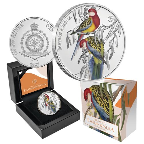 2023 $1 John Gould's EASTERN ROSELLA 1oz Silver Proof Coin