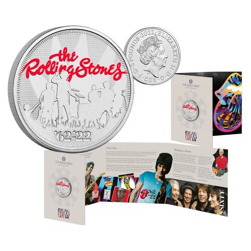 2022 £5 The Rolling Stones UK Colour Brilliant Uncirculated Coin