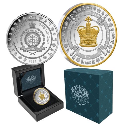 2023 $1 King Charles III Coronation Crown 1oz Silver Proof Coin