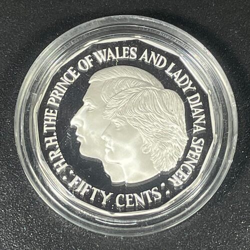 1989 50c The Prince of Wales & Lady Diana Spencer - Masterpieces in Silver Coin In Capsule