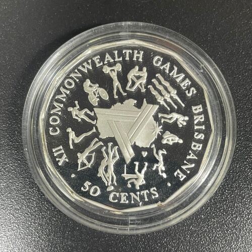 1989 50c Commonwealth Games Brisbane - Masterpieces in Silver Coin In Capsule