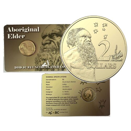 2019 $2 Aboriginal Elder UNC Carded Coin