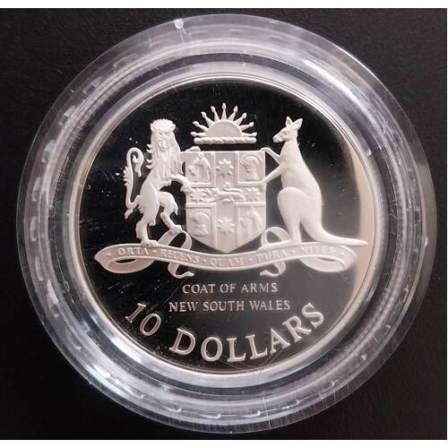 1987 $10 New South Wales Silver Proof Coin in capsule