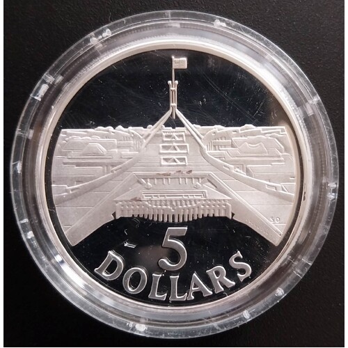 1988 $5 Parliament House Masterpieces In Silver Proof Coin In Capsule