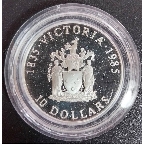 1985 $10 Victoria Silver Proof Coin in Capsule