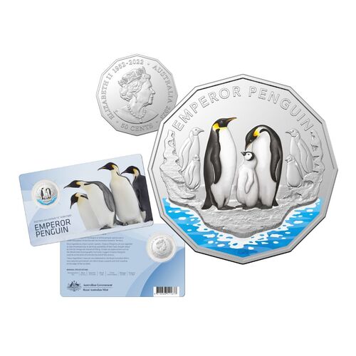2023 50c Emperor Penguin Coloured UNC