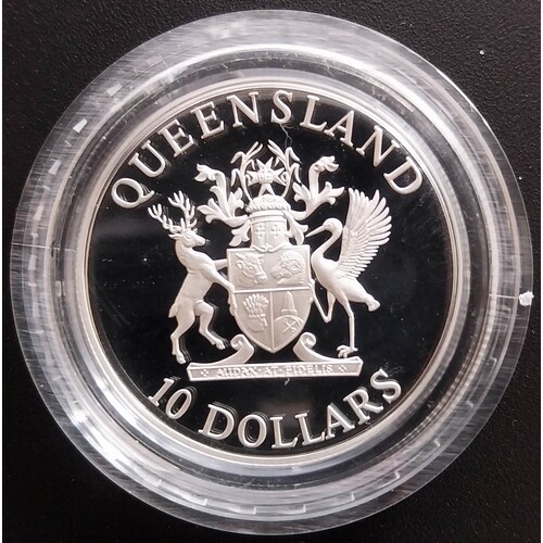 1989 $10 Queensland Silver Coin in Capsule