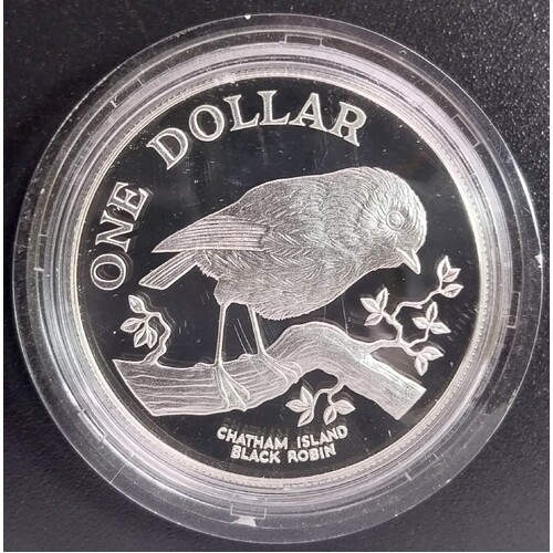 1984 $1 Black Robin Silver Proof Coin in Capsule