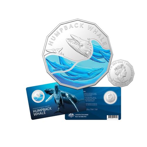 2023 50c Humpback Whale Coloured UNC