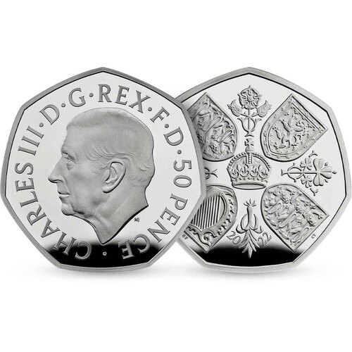 2022 King Charles III 50p Queen Elizabeth II Tribute Silver Proof Piedfort Coin