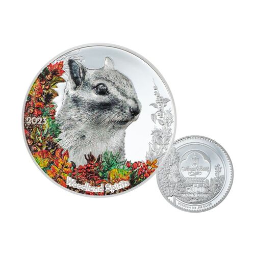 2023 Woodland Spirits Chipmunk 500T 1oz Silver Proof Coin
