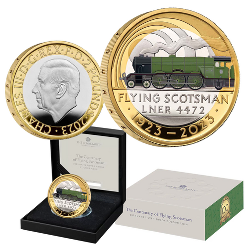 2023 £2 The Centenary of Flying Scotsman UK Silver Proof Colour Coin