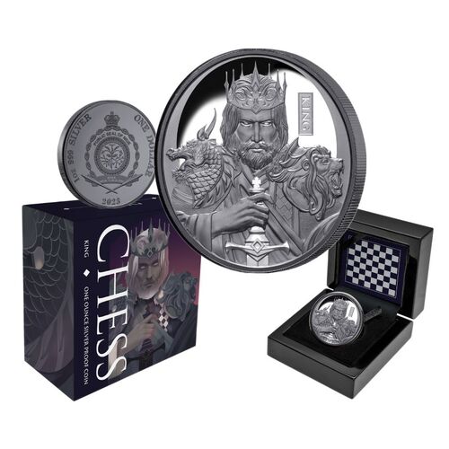 2023 $1 Chess King 1oz Silver Black Proof Coin
