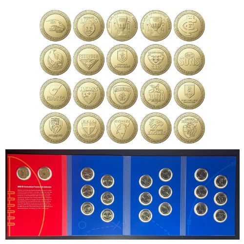 2023 $1 AFL 20 Coin Collection: 20 x $1 Uncirculated Set In Pop In Folder NO TUBE