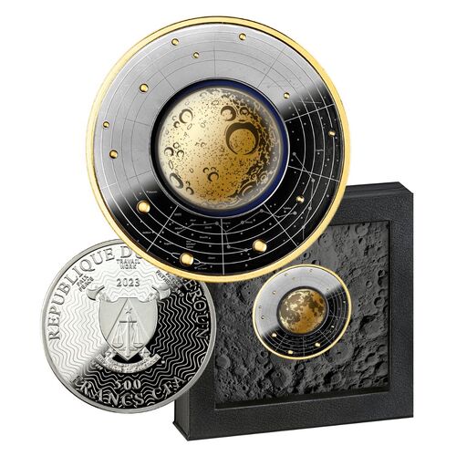 2023 Solar System - Moon 17.50g Silver Black Proof Coin