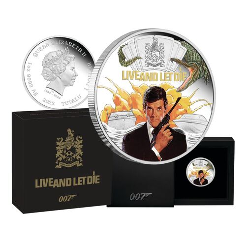 2023 James Bond Live and Let Die 50th Anniversary 1oz Silver Proof Coloured Coin 