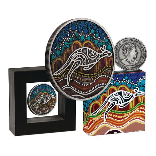 2023 Kangaroo Yongka 2oz Silver Antiqued Coloured Coin
