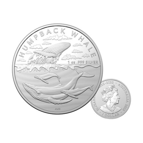 2023 $1 Australian Antarctic Territory – Humpback Whale 1 oz Fine Silver Bullion Coin 