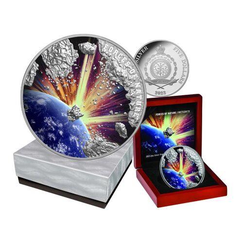 2023 $5 Forces Of Nature - Meteorite Ultra High Relief 2oz Sliver Proof Coin