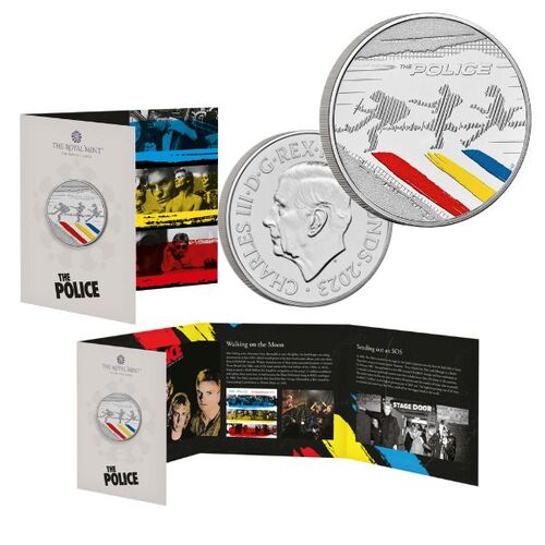 2023 £5 Music Legends - The Police UK Coloured Brilliant Uncirculated Coin