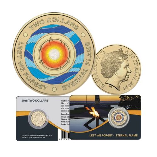 2018 $2 Eternal Flame Lest We Forget Coin Pack Style 2