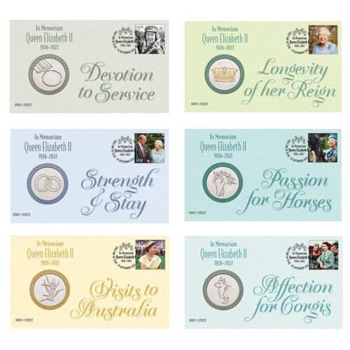 2023 Her Majesty Queen Elizabeth II Memoriam Medallion Cover Set of 6