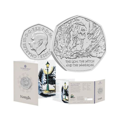  2023 50p Narnia - The Lion, the Witch and the Wardrobe UK Brilliant Uncirculated Coin