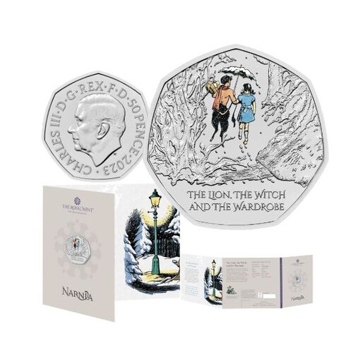 2023 50p The Lion, the Witch and the Wardrobe UK Brilliant Uncirculated Colour Coin