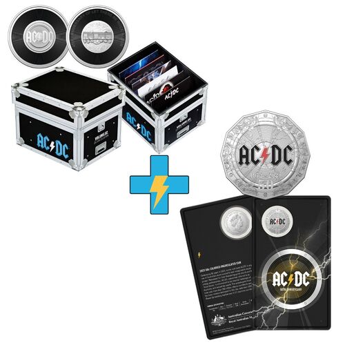 2023 50c - 50th Anniversary of AC/DC UNC + 20c AC/DC Volume II 6 Coin Collection COMBO
