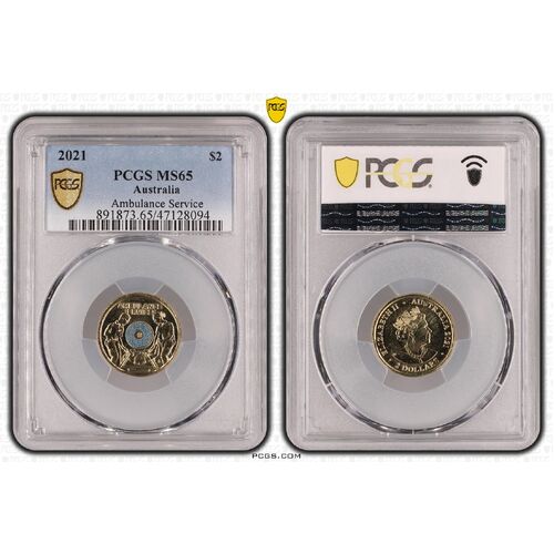 MS65 2021 $2 Ambulance Service PCGS Certification Number: 47128094