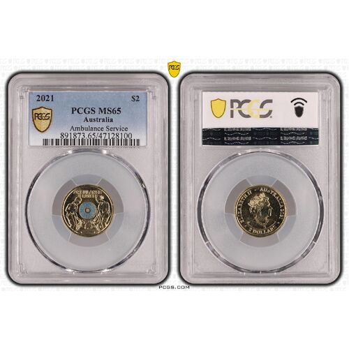 MS65 2021 $2 Ambulance Service PCGS Certification Number: 47128100