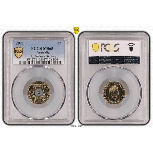 MS65 2021 $2 Ambulance Service PCGS Certification Number: 47128104