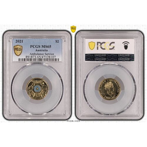 MS65 2021 $2 Ambulance Service PCGS Certification Number: 47128107