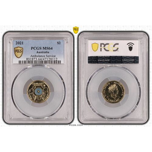 MS64 2021 $2 Ambulance Service PCGS Certification Number: 47128112