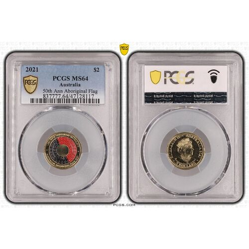 MS64 2021 $2 50th Ann Aboriginal Flag PCGS Certification Number: 47128117