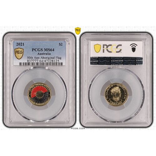 MS64 2021 $2 50th Ann Aboriginal Flag PCGS Certification Number: 47128125